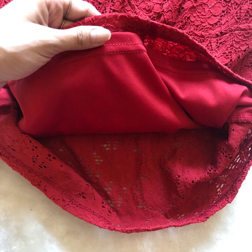 90s Vintage Red Lace Libra Top Size SP - Picture 3 of 4